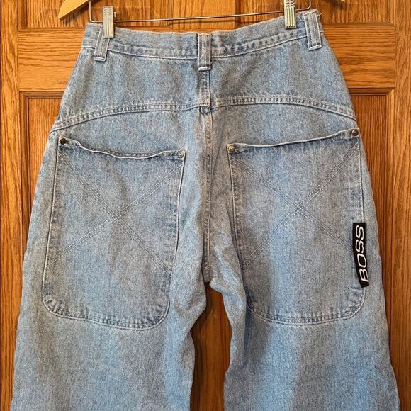 BOSS BY I.G. DESIGN Baggy Y2K Skater Hip-Hop Embroidered Pocket Denim Jeans - Picture 4 of 16